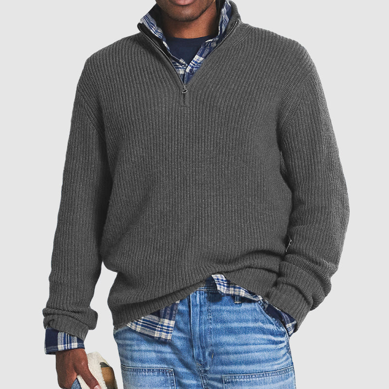 Pull en maille texturée à col zippé au style intemporel homme – Iéna