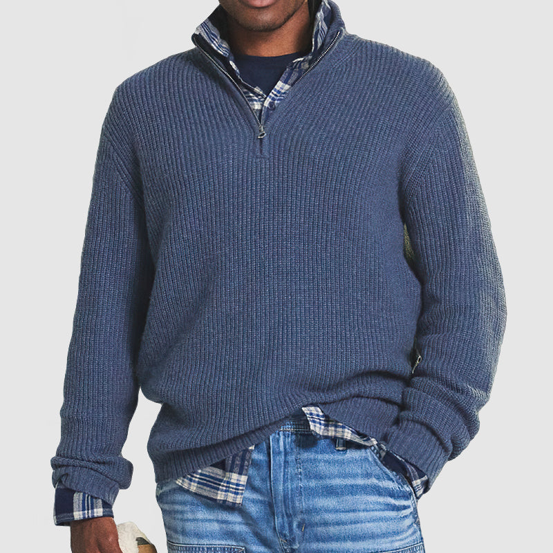 Pull en maille texturée à col zippé au style intemporel homme – Iéna