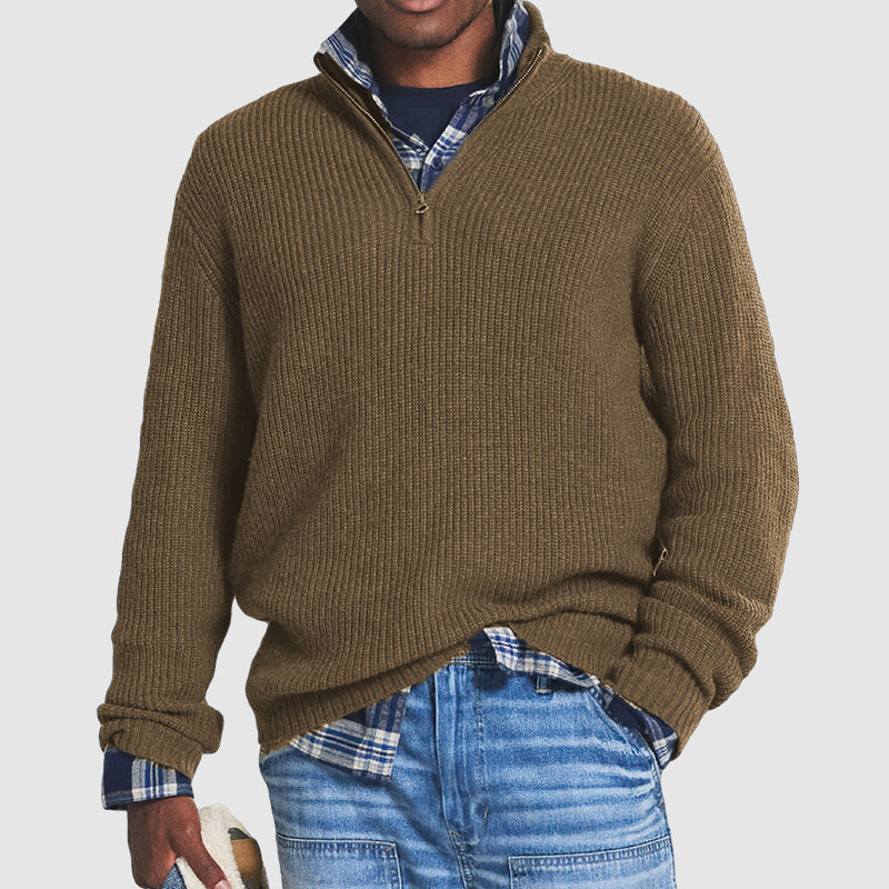Pull en maille texturée à col zippé au style intemporel homme – Iéna