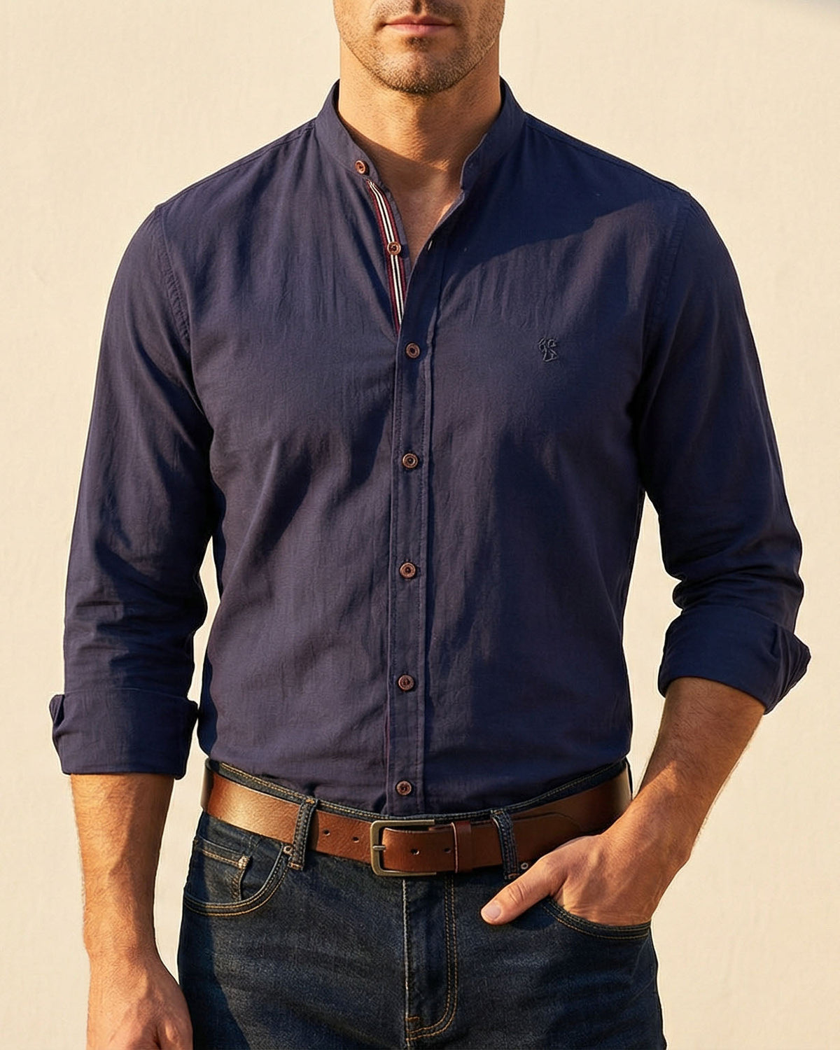 Chemise col mao boutonnée