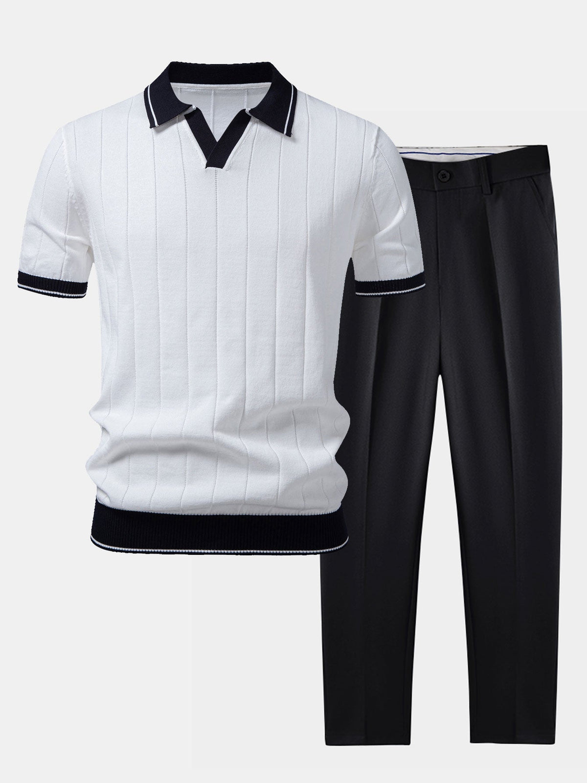 Ensemble polo en maille côtelée et pantalon fuselé homme – Observatoire