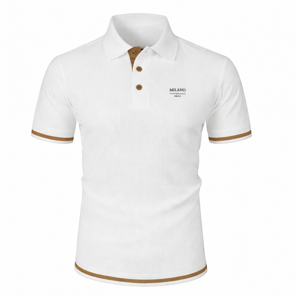 Polo jacquard texturé à col structuré