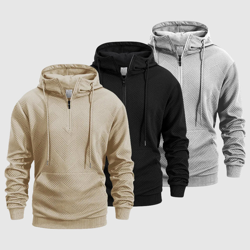Sweat col zippé à motif en relief