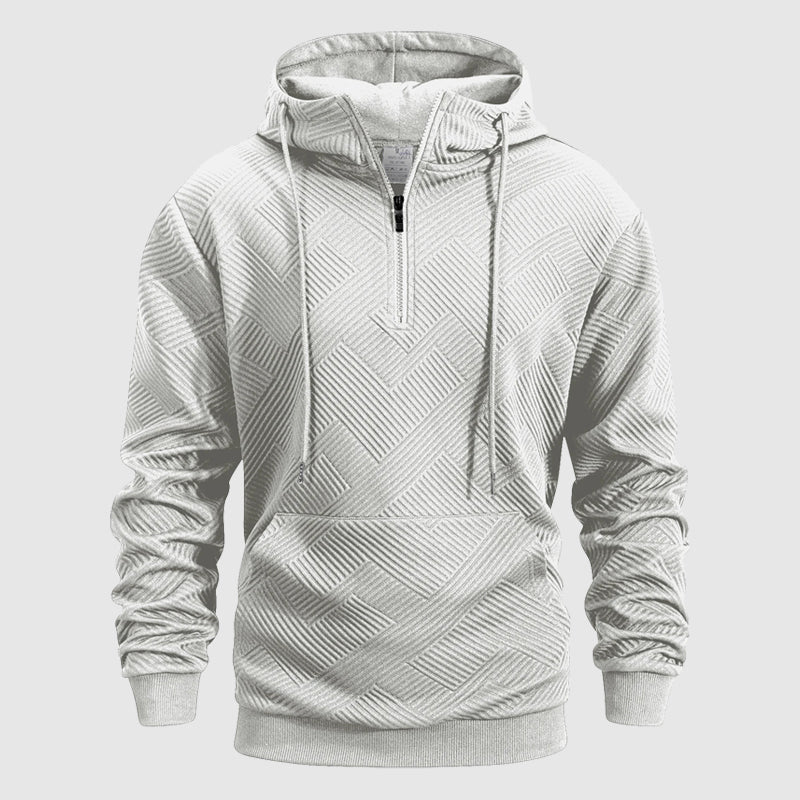 Sweat col zippé à motif en relief