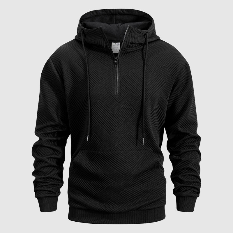 Sweat col zippé à motif en relief