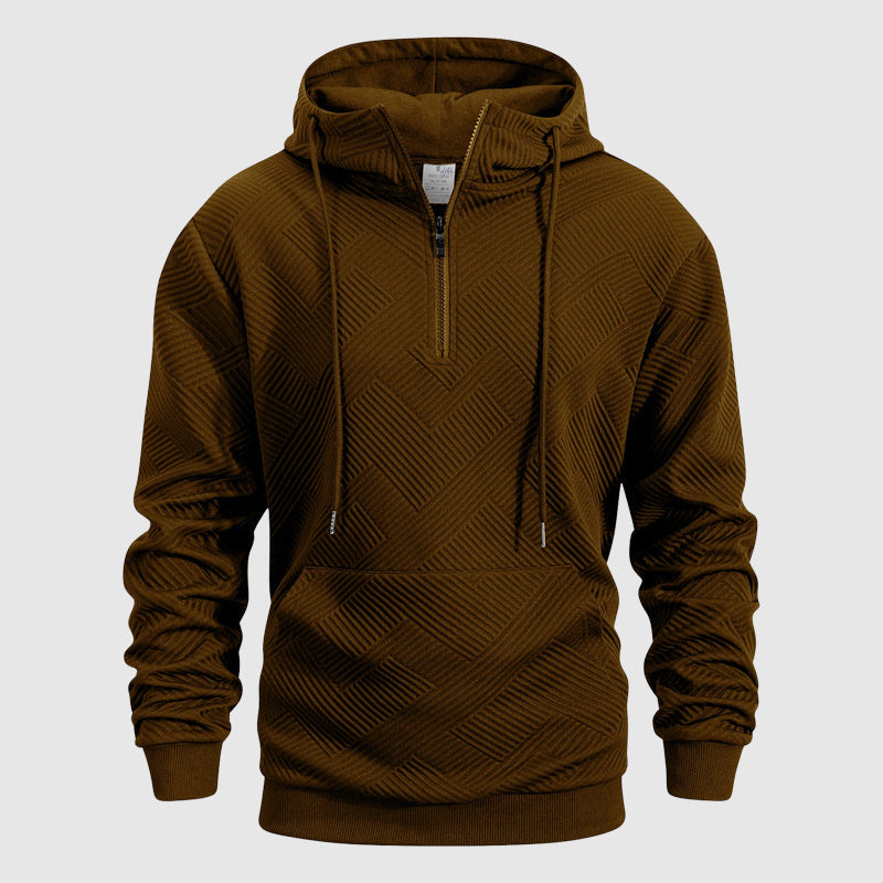 Sweat col zippé à motif en relief