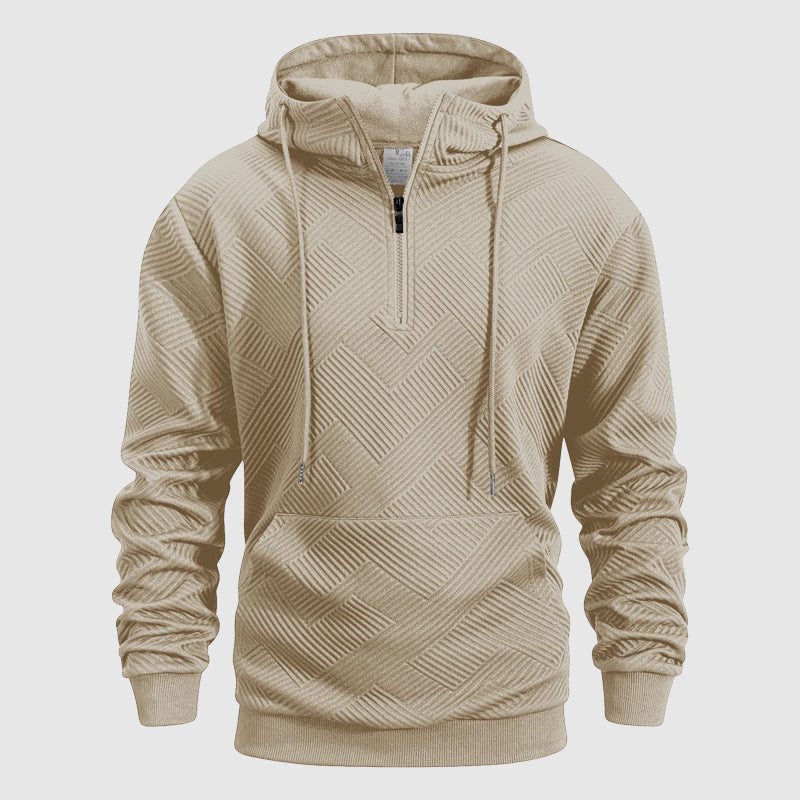 Sweat col zippé à motif en relief