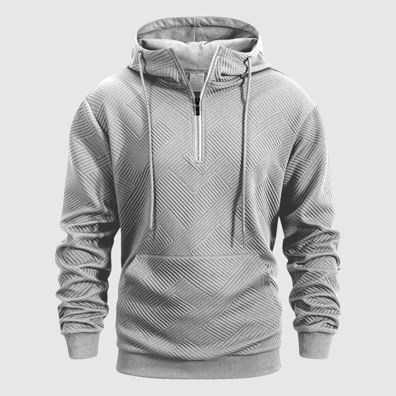 Sweat col zippé à motif en relief