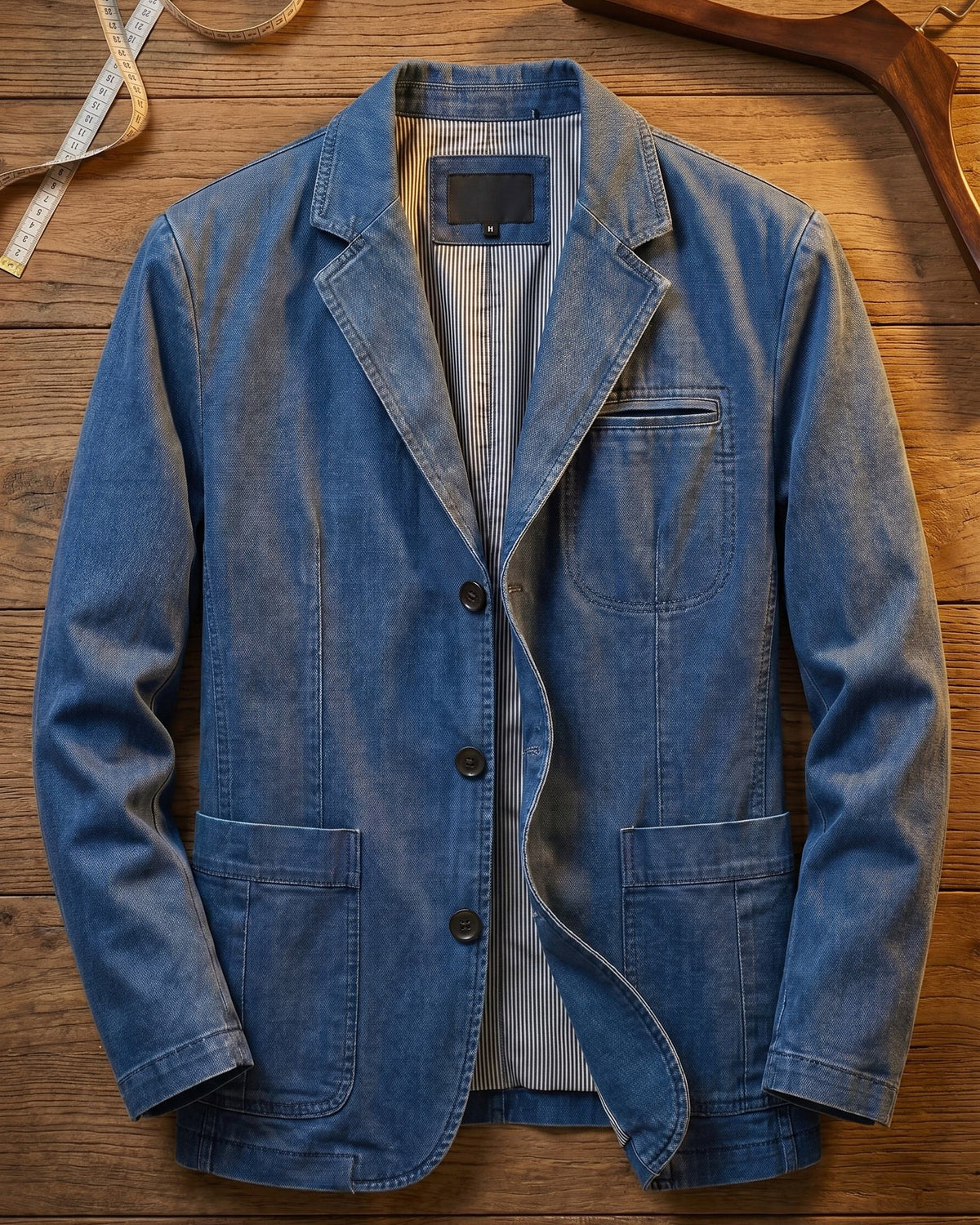 Blazer en toile délavée trois boutons