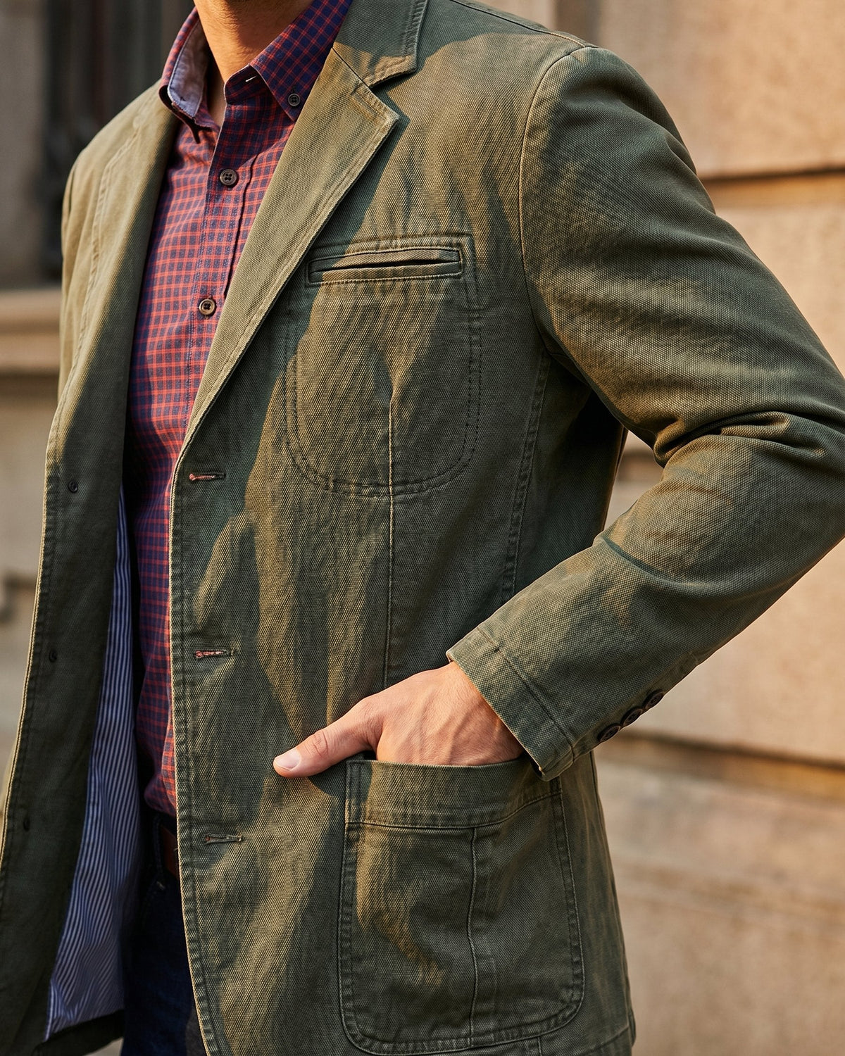 Blazer en toile délavée trois boutons