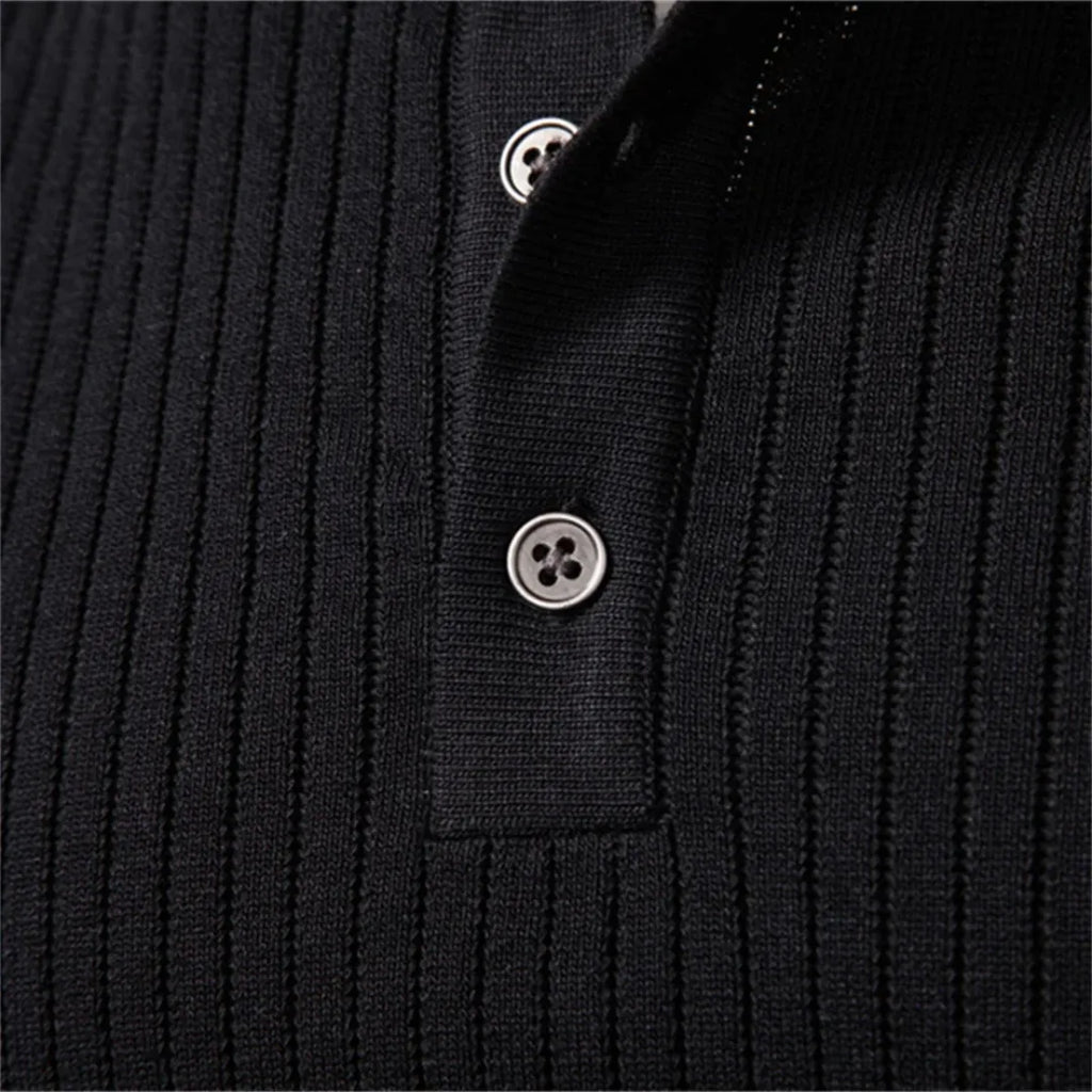 Pull en maille côtelée à col rond boutonné style élégant et raffiné homme – Montpezat