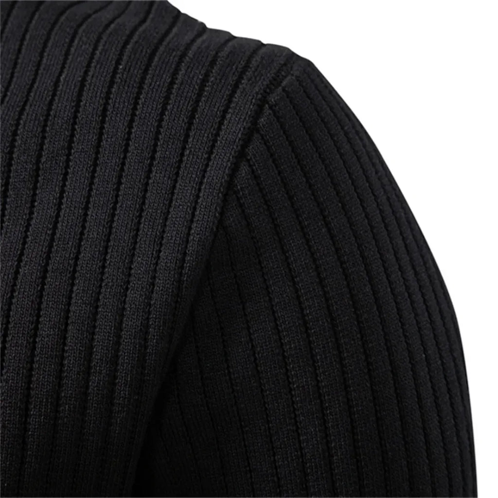 Pull en maille côtelée à col rond boutonné style élégant et raffiné homme – Montpezat