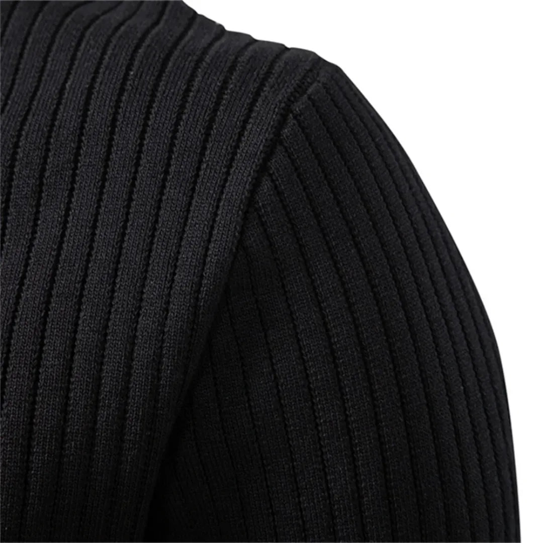Pull en maille côtelée à col rond boutonné style élégant et raffiné homme – Montpezat