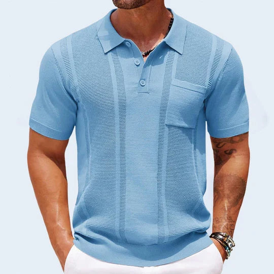 Polo en maille texturée