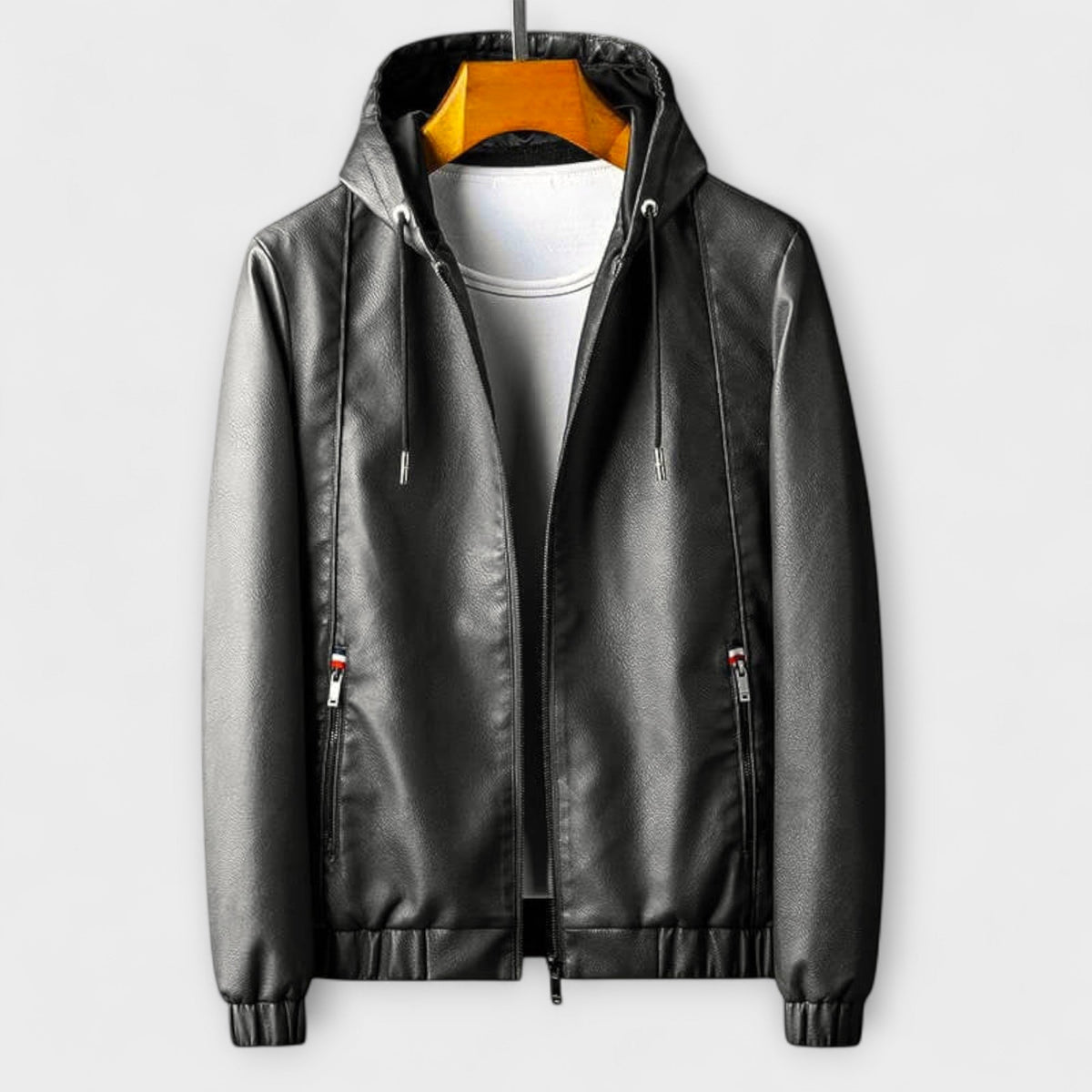 Veste effet cuir à capuche marron