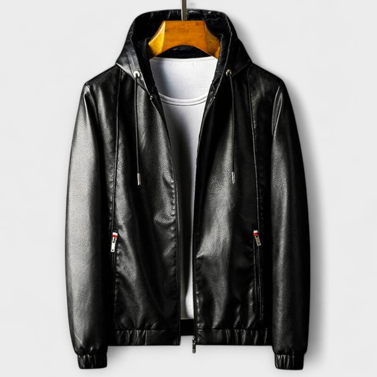 Veste effet cuir à capuche marron