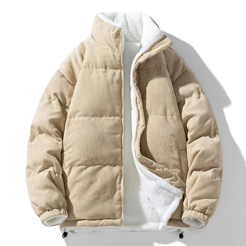 Blouson matelassé velours côtelé doublure peluche