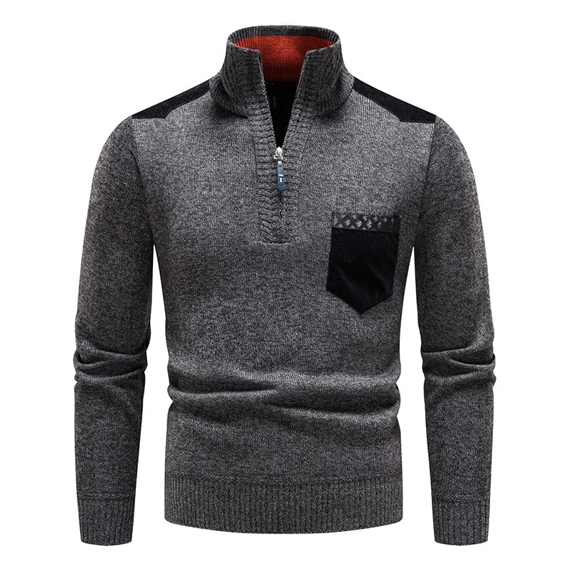 Pull col montant demi-zip à empiècements