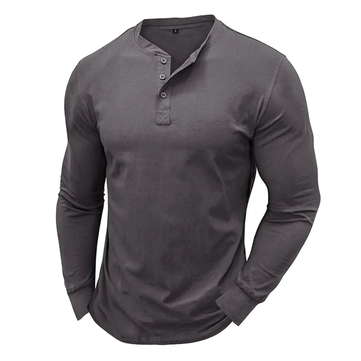 T-shirt manches longues col tunisien