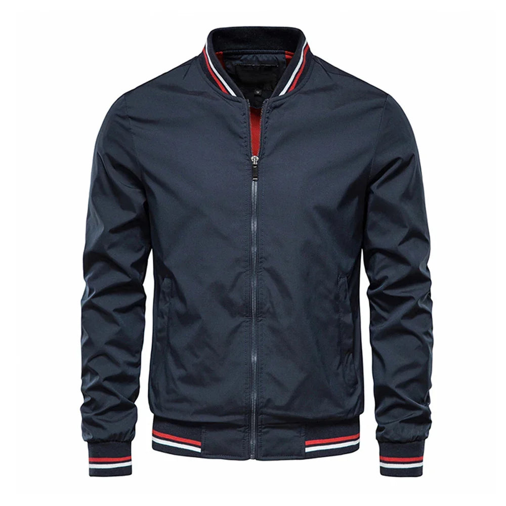 Veste zippée col montant bandes contrastées