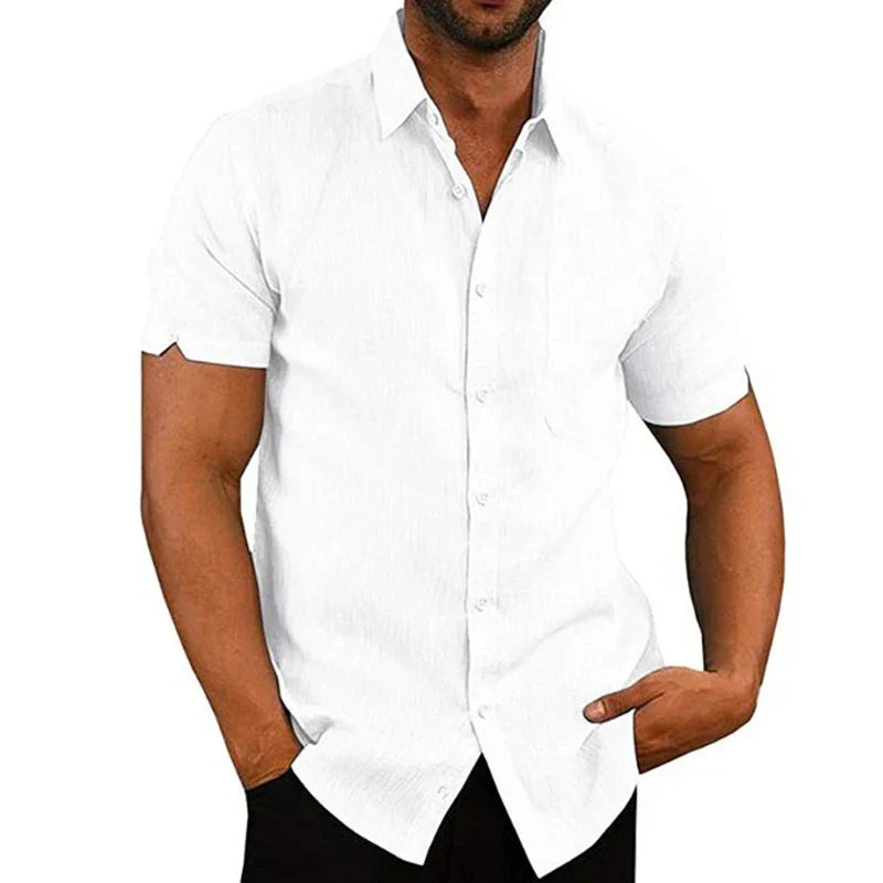 Chemise d'été aspect lin poche poitrine