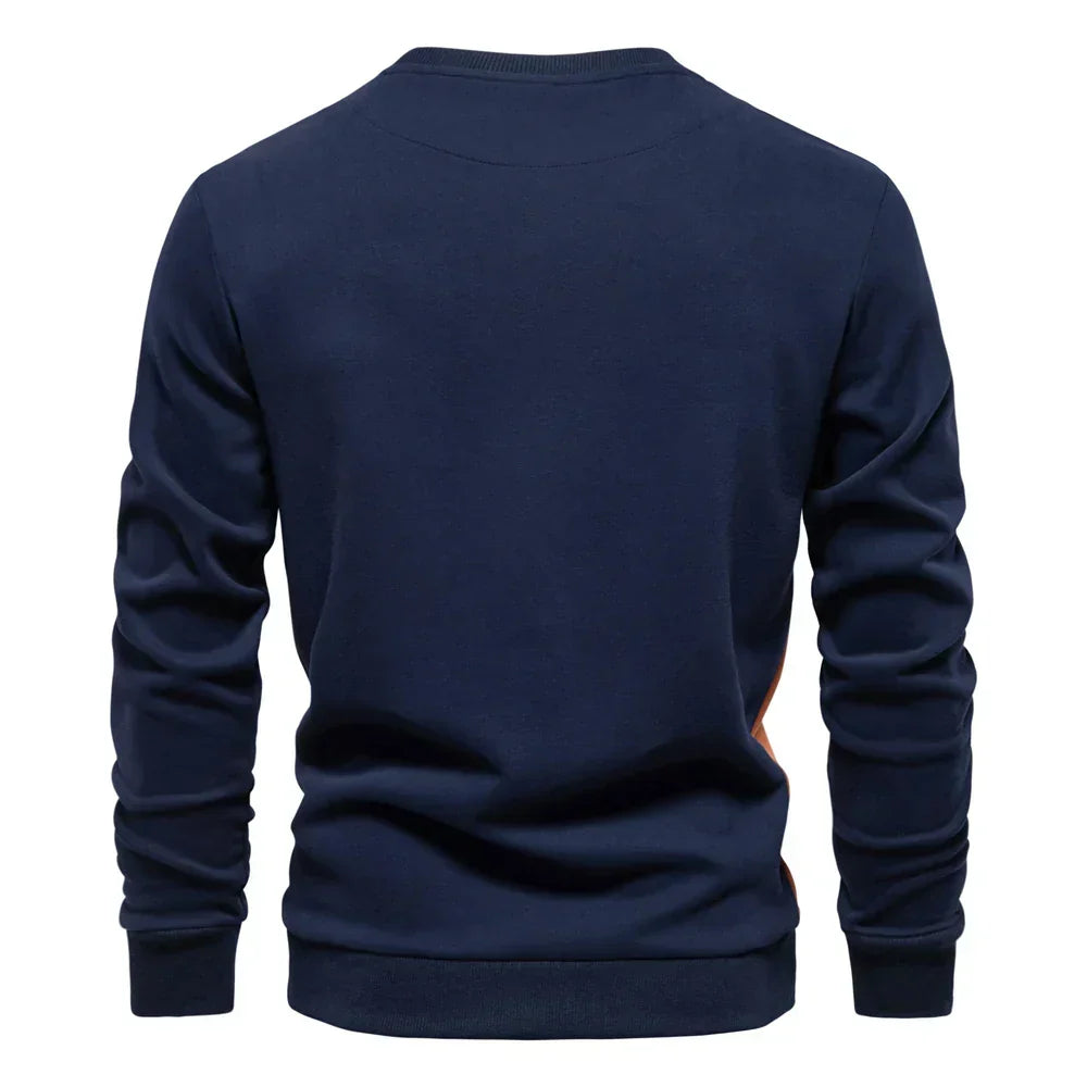 Pull col rond bandes latérales contrastées