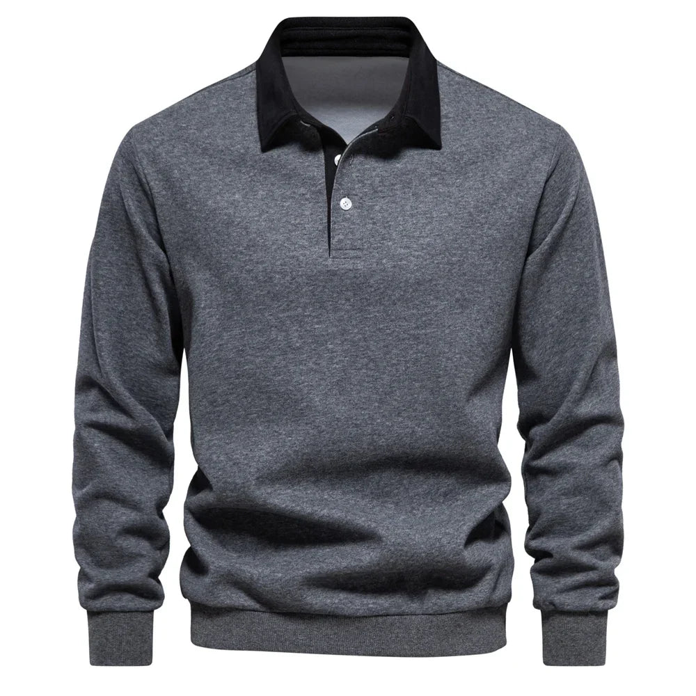 Sweat polo à col blanc contrasté