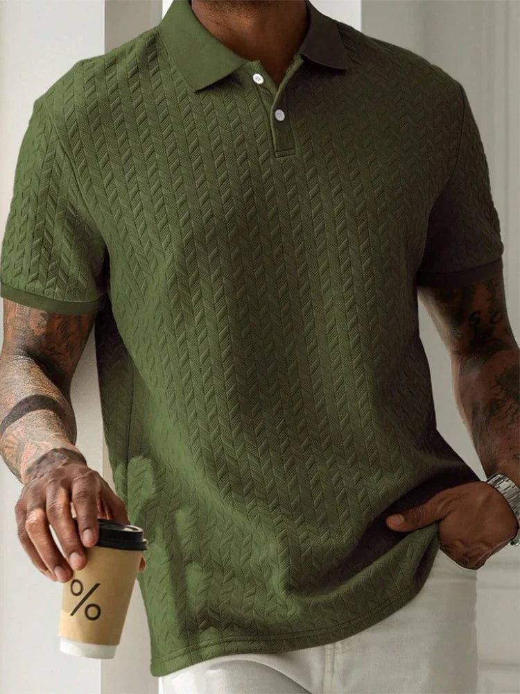 Polo texturé à col boutonné
