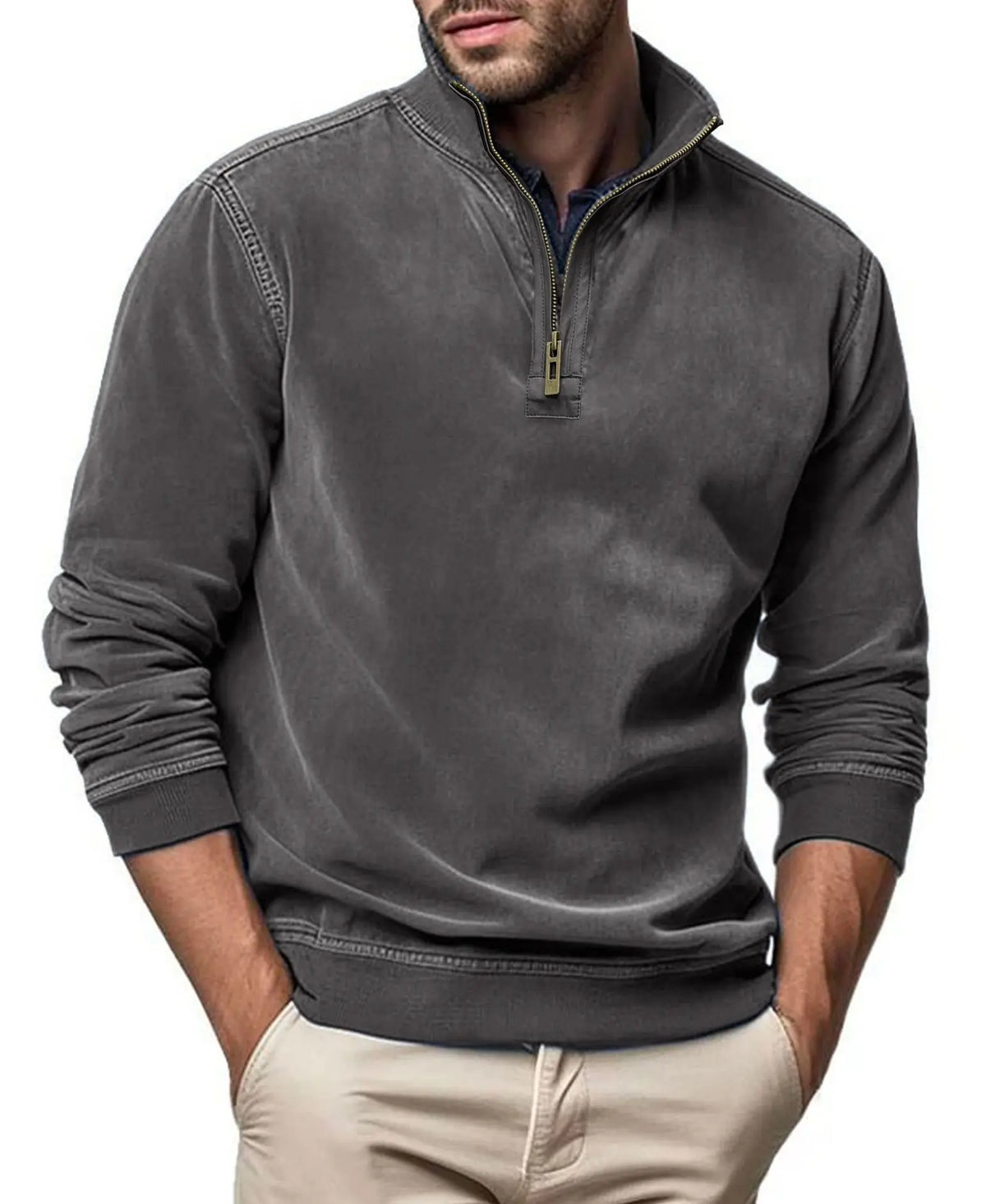 Pull col montant demi-zip maille épaisse