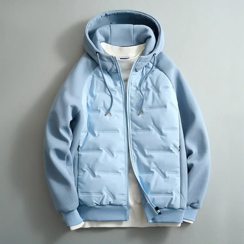 Veste hybride zippée à capuche matelassée