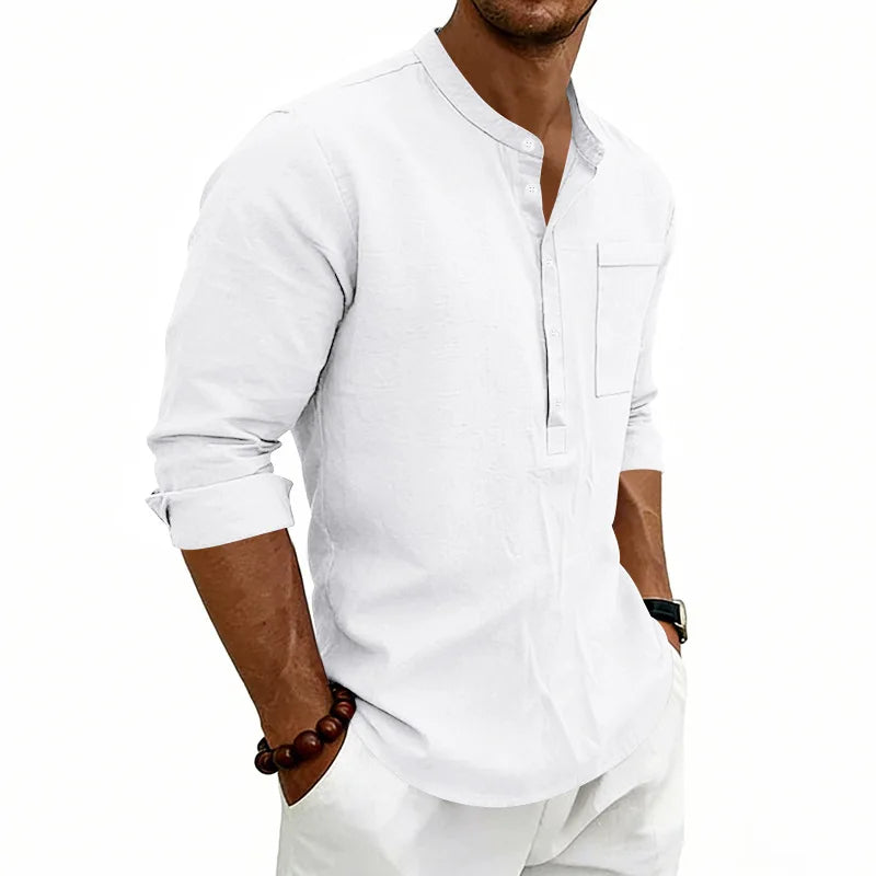 Chemise d'été col ouvert poche poitrine