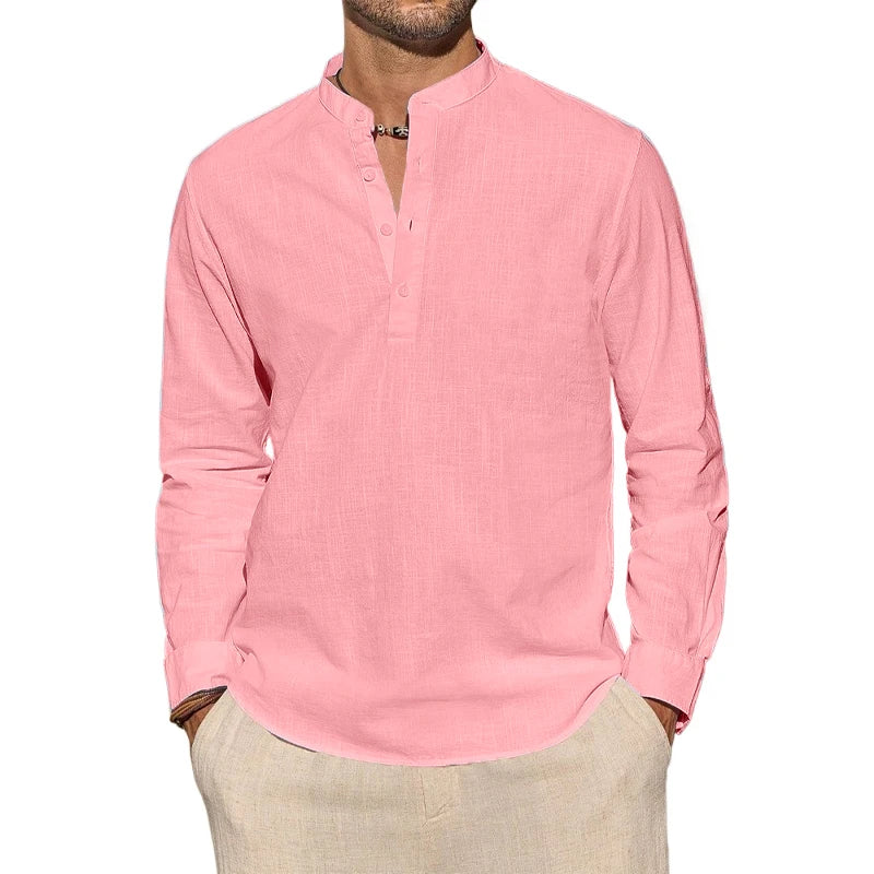 Chemise à encolure henley boutonnée