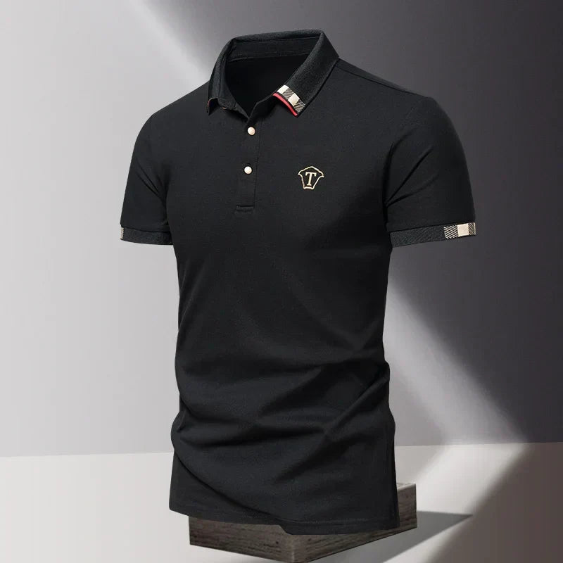 Polo manches courtes col à bande tricolore