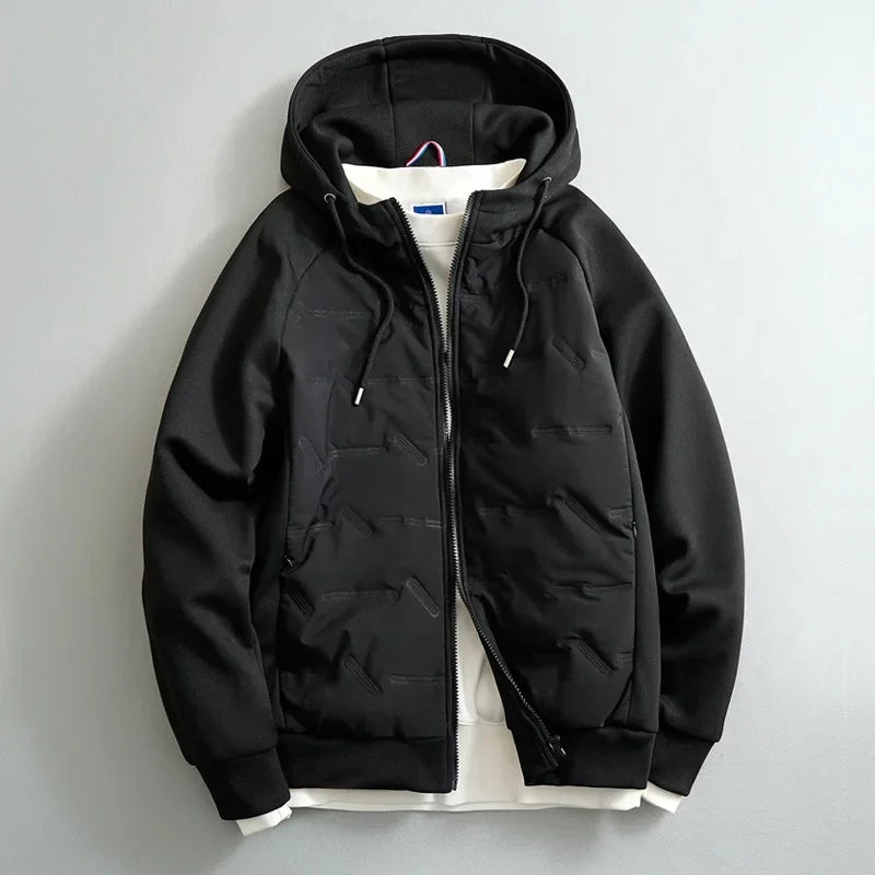Veste hybride zippée à capuche matelassée