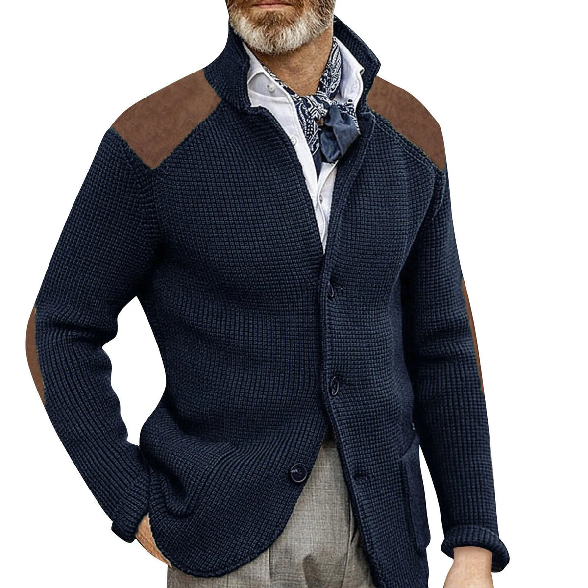 Veste en maille à empiècements aspect daim