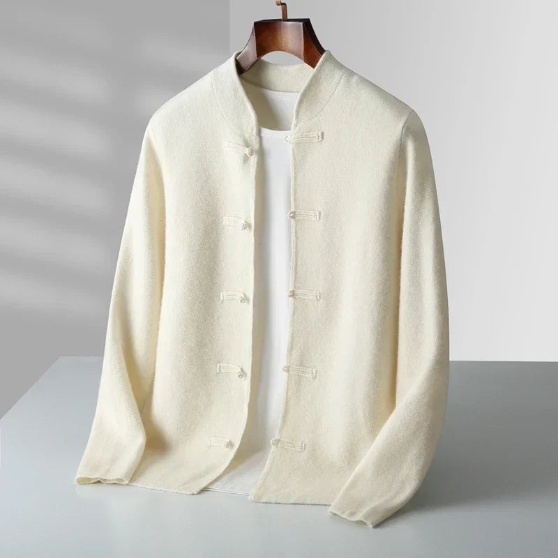 Cardigan boutonné à col montant