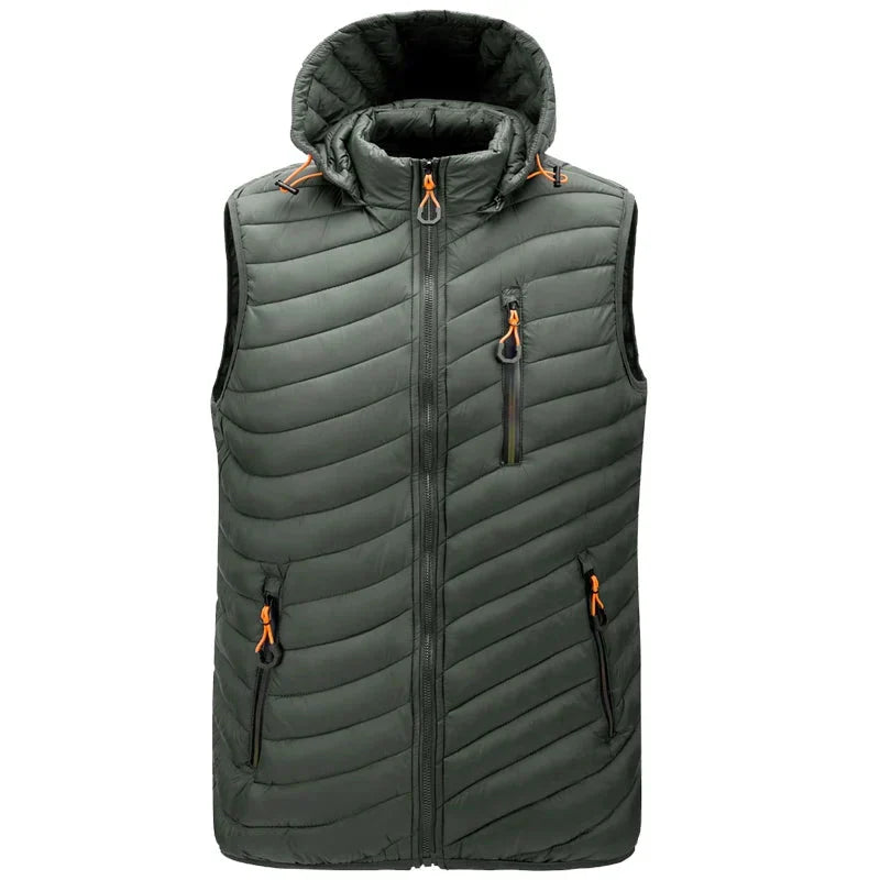 Gilet rembourré sans manches à capuche