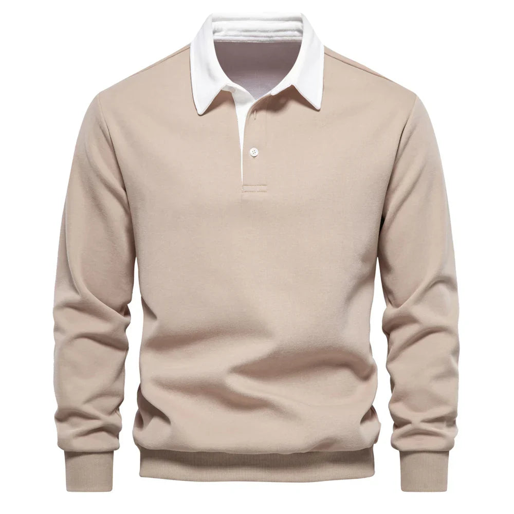 Sweat polo à col blanc contrasté