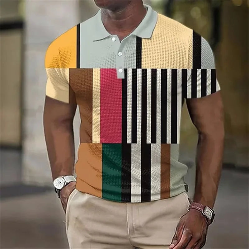 Polo à carreaux colorés col boutonné