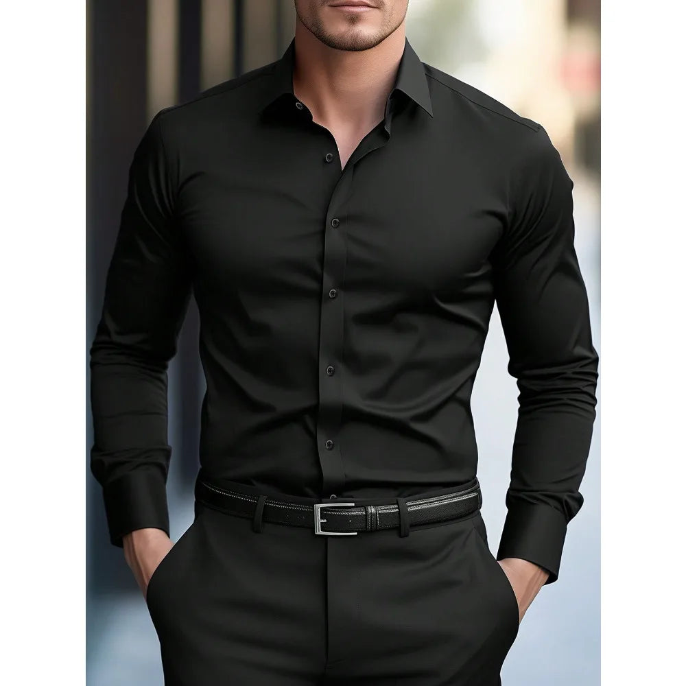 Chemise unie à manches longues