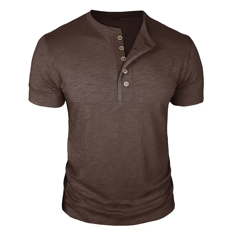 T-shirt col tunisien boutonné