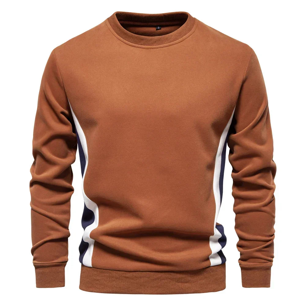 Pull col rond bandes latérales contrastées