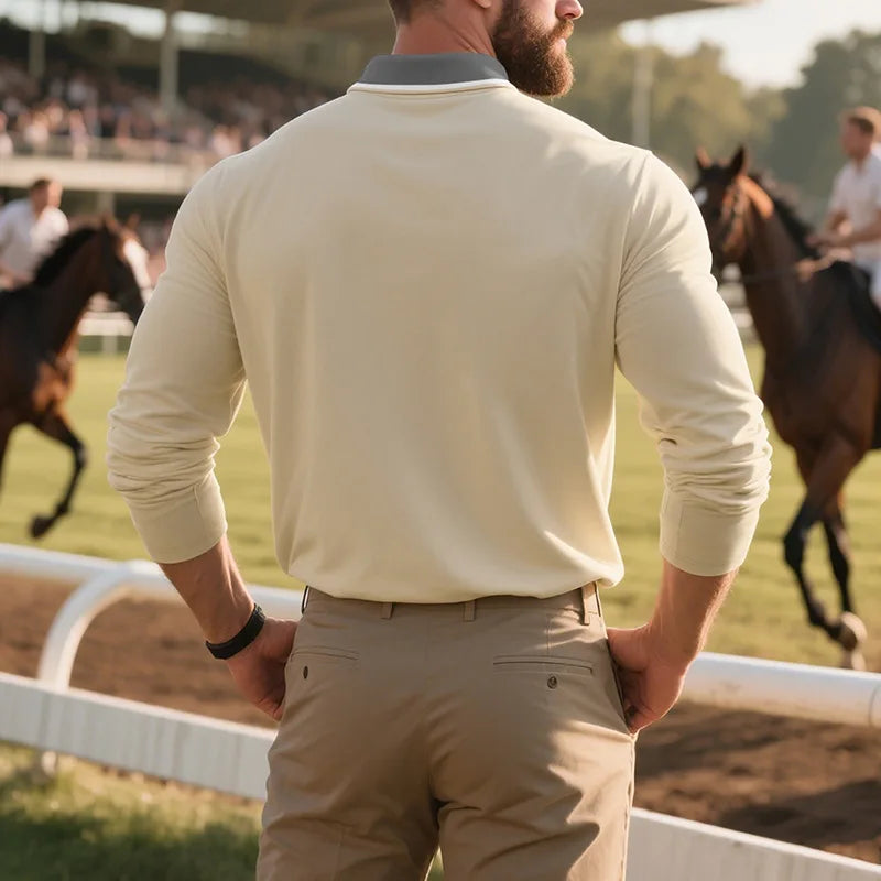 Polo manches longues à col liseré