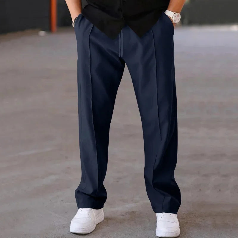 Pantalon coupe relax taille à cordon tissu lisse homme – Bourgueil
