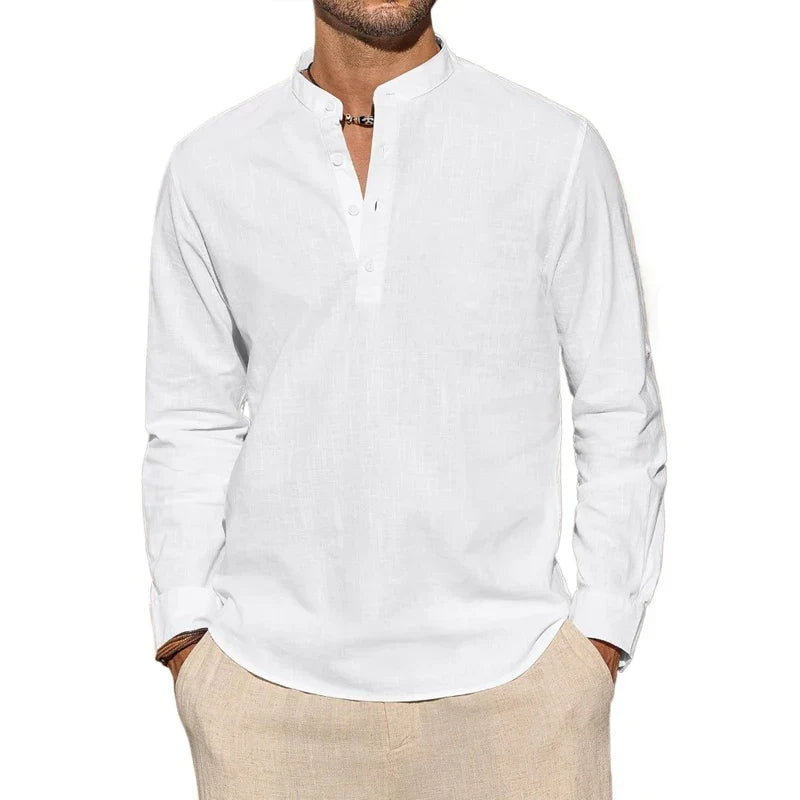 Chemise à encolure henley boutonnée