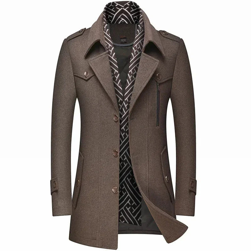 Manteau mi-long aspect lainage avec écharpe