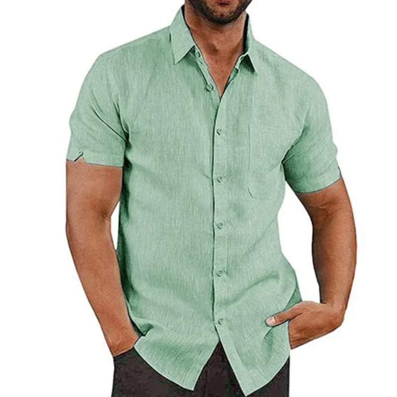 Chemise d'été aspect lin poche poitrine