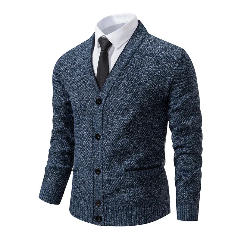 Gilet col V boutonné maille chinée