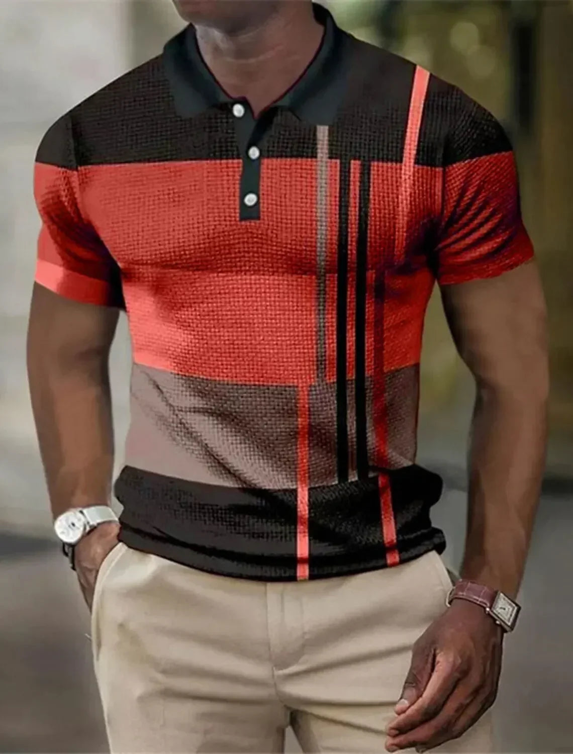 Polo à rayures col boutonné