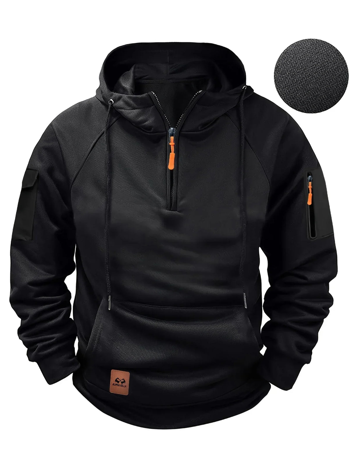 Sweat à capuche demi-zip poche kangourou